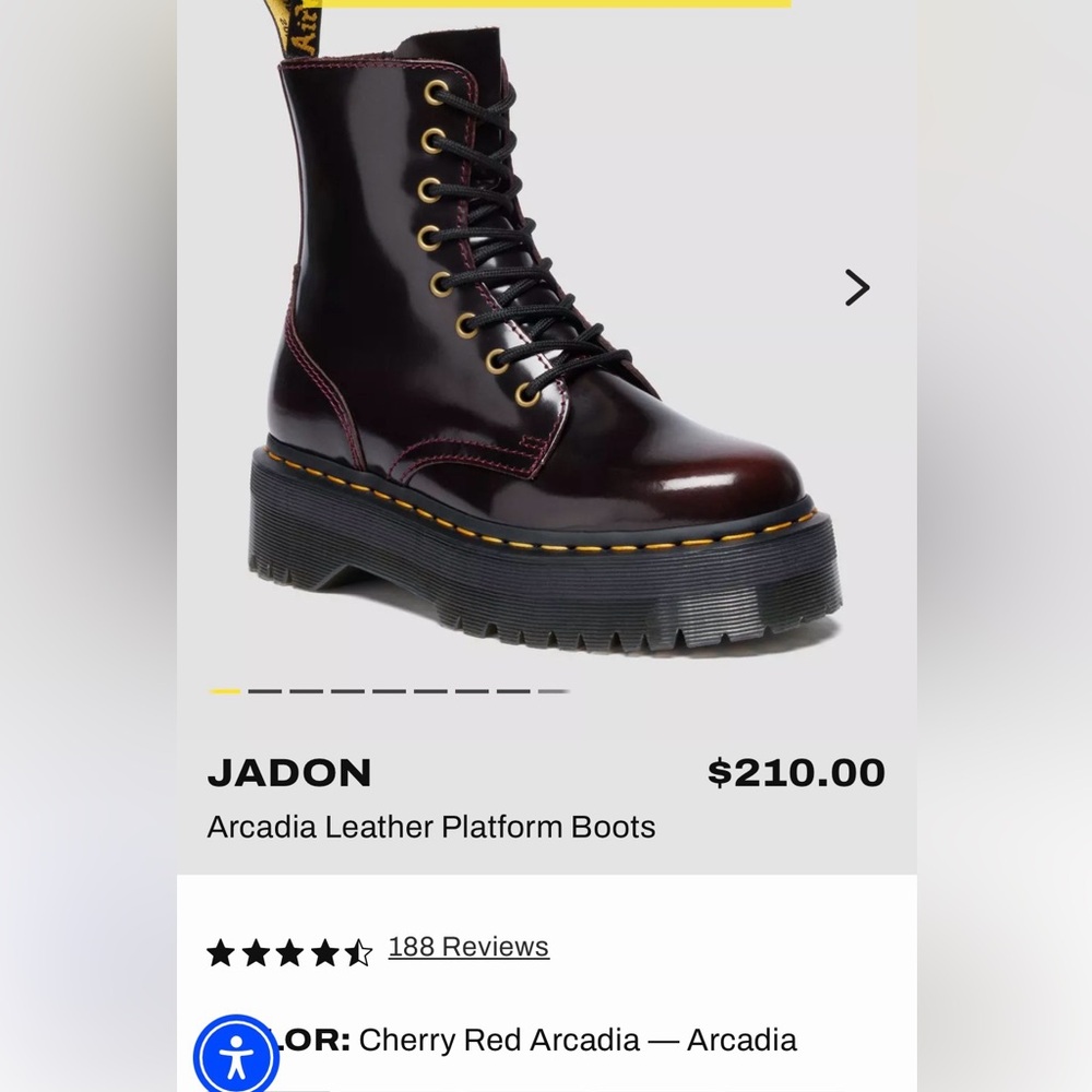 Dr. Martens Jadon platform boots Cherry Red Arcadia US 6